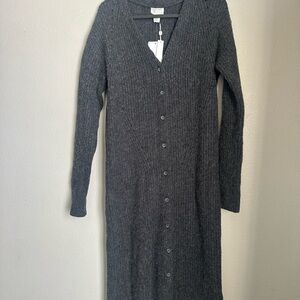 NWT Nordstrom/Halogen grey Ribbed Button-Front Knit Dress